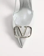 Valentino Vlogo Signature Slingback Pump In Laminated Nappa Leather 80Mm - Image 3